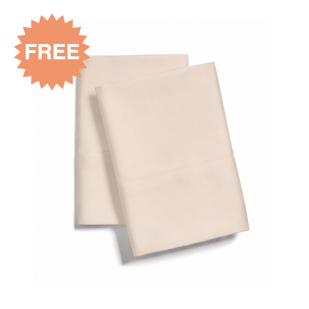 Two free ivory bamboo pillowcases with a FREE badge