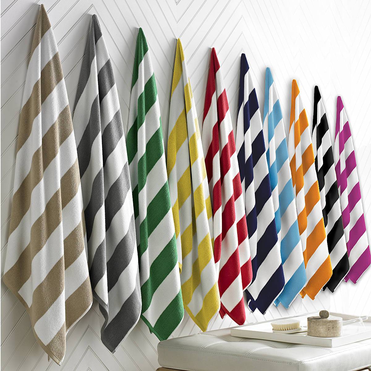 ByLora Cabana Beach Towels Set Of 2 - 35x60 Inch, 500 GSM, Yarn Dyed Cotton, Aqua & White Stripe
